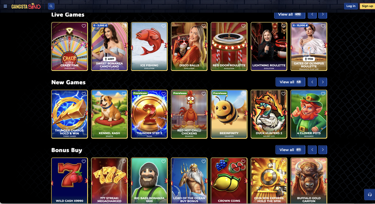 Gangstasino Live Casino Games
